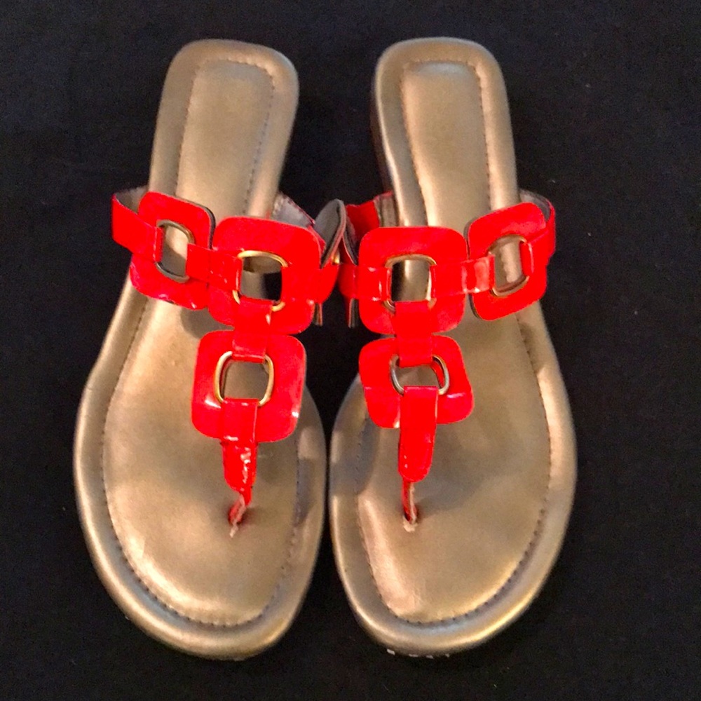 Coral colored thong sandals